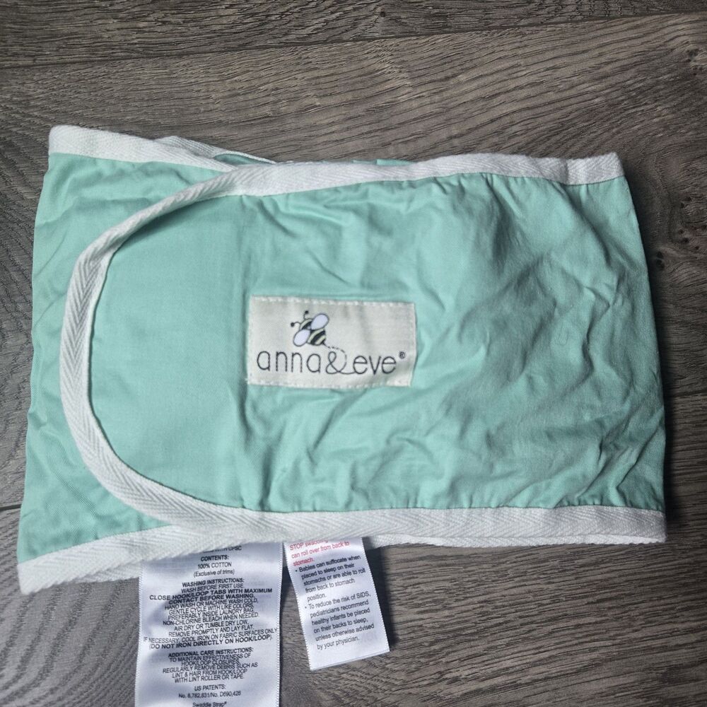 Anna & Eve Swaddle Strap Large Mint Green Aqua Cotton Arms Only Sleep Sack Wrap